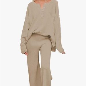 Cozy Beige Knit Lounge Set